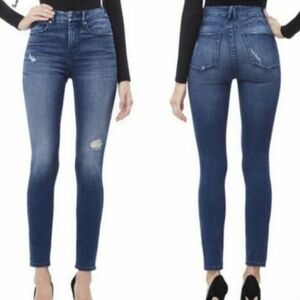 Good American "Good Waist" High-Rise Distressed Skinny Jeans Size 6/28